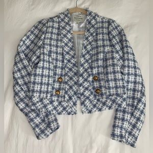 Textured crop blazer